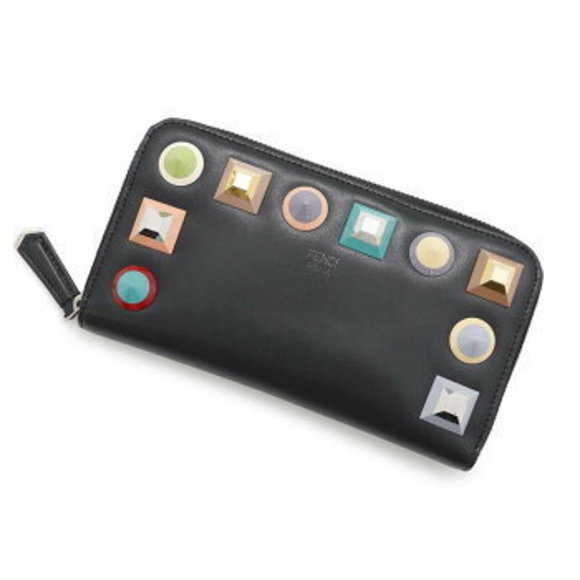 Fendi Long Wallet Studs Blue Black - Picture 1 of 8